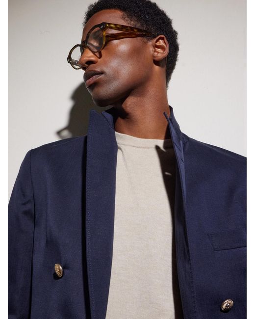 Brunello Cucinelli Natural Round-Frame Acetate Glasses for men