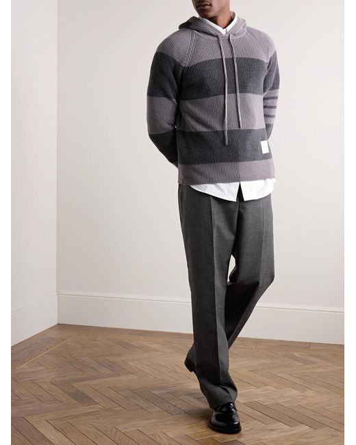 Thom Browne Gray Straight-Leg Virgin Wool Trousers for men