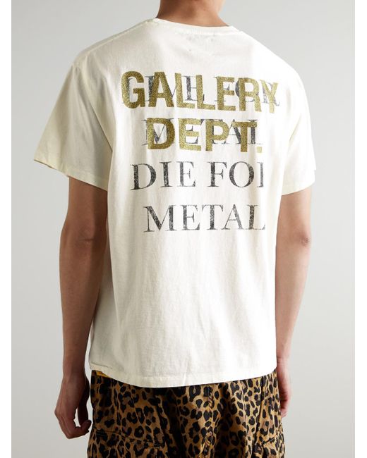 GALLERY DEPT. Blue Live For Metal Glittered Printed Cotton-jersey T-shirt for men