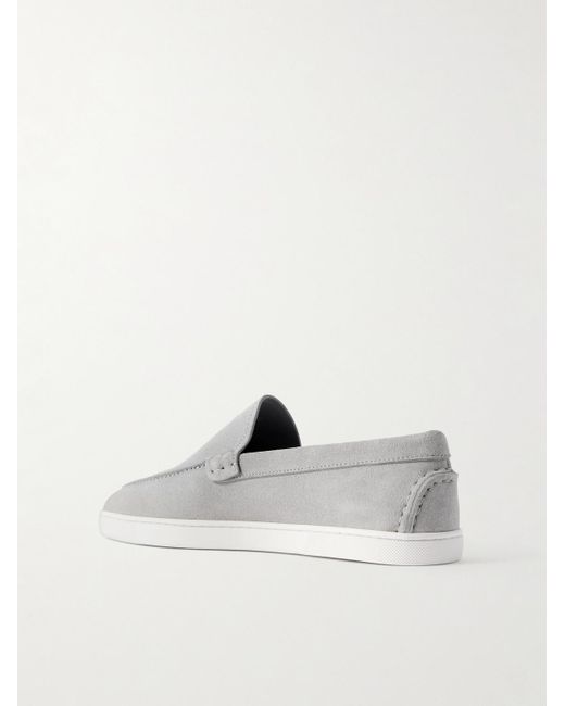 Christian Louboutin White Moonboat Suede Loafers for men