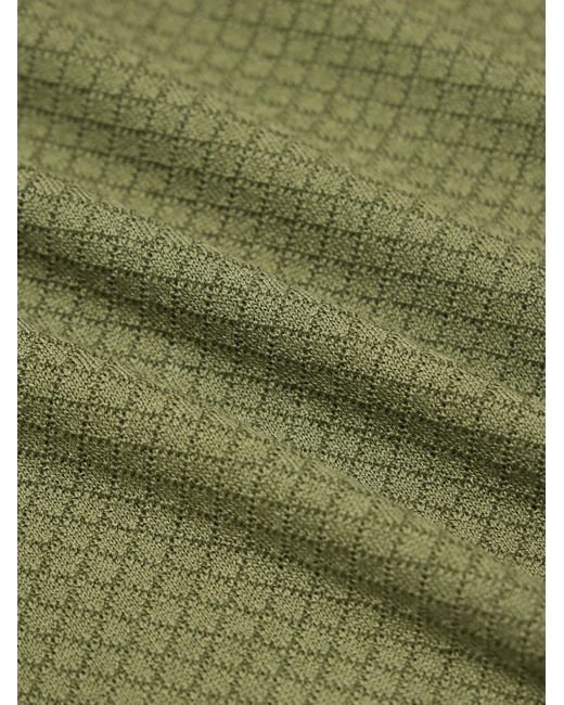 John Smedley Green Calun Pointelle-Knit Sea Island Cotton Polo Shirt for men