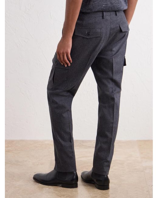 Slowear Gray Straight-Leg Brushed Wool-Blend Trousers for men
