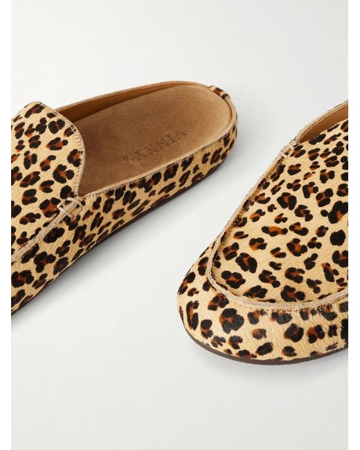 VINNY'S White Donnie Leopard-print Pony Hair Loafers for men