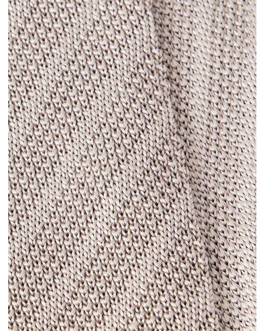 Brunello Cucinelli White 8Cm Striped Knitted Silk Tie for men