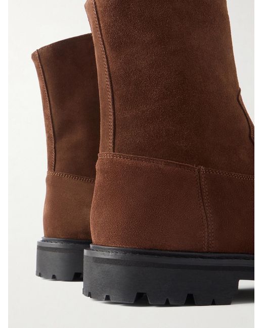 VINNY'S Brown Moto Suede Boots for men