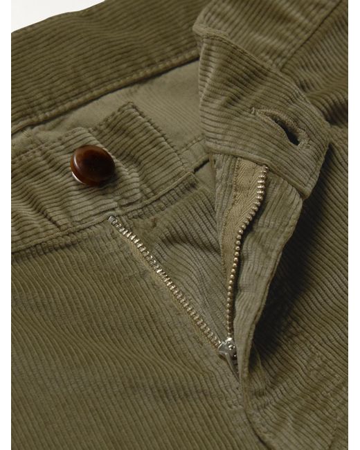 Canali Green Slim-Fit Stretch-Cotton And Modal-Blend Corduroy Trousers for men