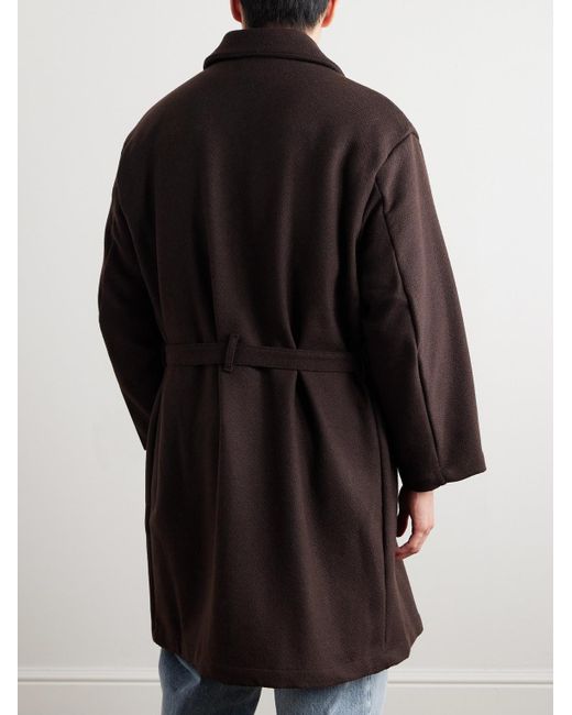 Monitaly Brown Jute Belted Alpaca-blend Coat for men