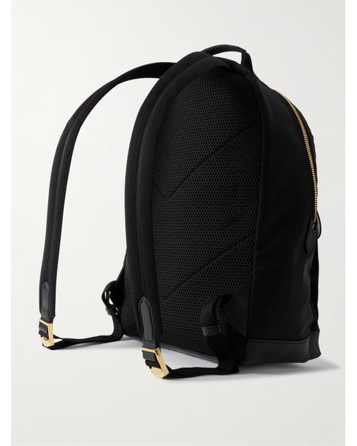 Tom Ford Black Leather-Trimmed Shell Backpack for men