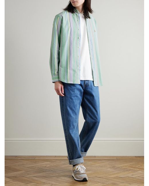 Polo Ralph Lauren Blue Button-Down Collar Striped Cotton Oxford Shirt for men