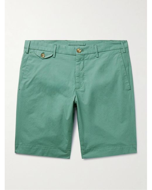 Incotex Green Venezia 1951 Slim-fit Stretch-cotton Poplin Bermuda Shorts for men