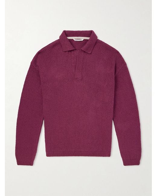 A Kind Of Guise Purple Marabou Organic Cotton-Bouclé Polo Sweater for men
