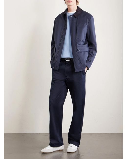 Canali Blue Suede-trimmed Shell Jacket for men