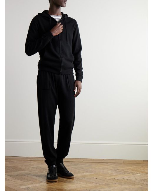 Mr P. Black Tapered Wool And Cashmere-Blend Sweatpants for men
