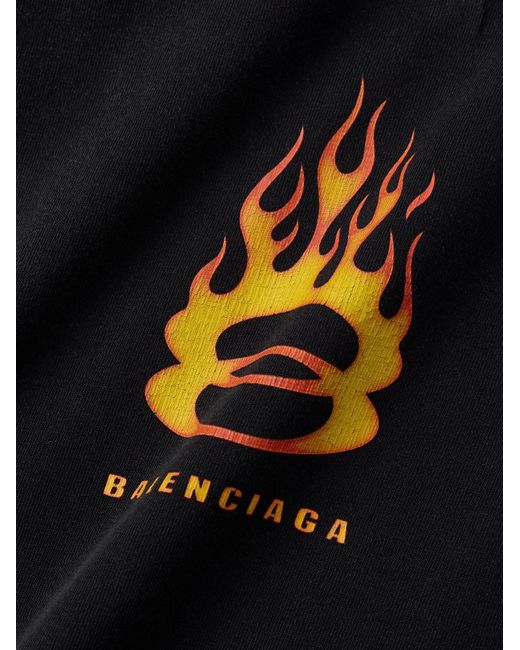 Balenciaga Black Oversized Distressed Logo-print Cotton-jersey T-shirt for men