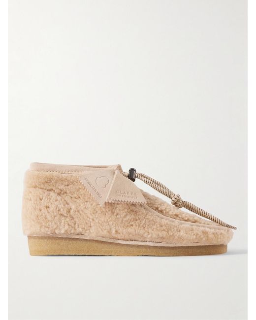 Moncler Genius Natural Clarks 2 Moncler 1952 Wallabee Suede-Trimmed Fleece Chukka Boots for men