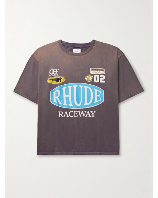 Rhude Gray Raceway T-shirt for men