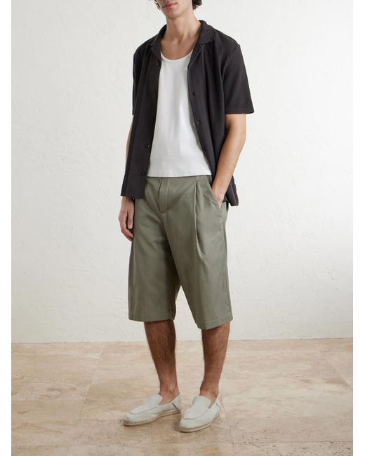 Mr P. Black Camp-Collar Linen And Organic Cotton-Blend Shirt for men