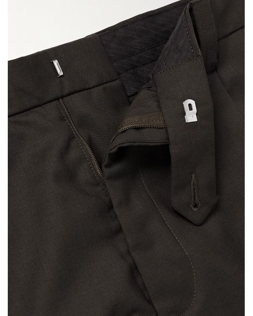 Pantaloni a gamba dritta in twill di lana con pinces Service di mfpen in Black da Uomo