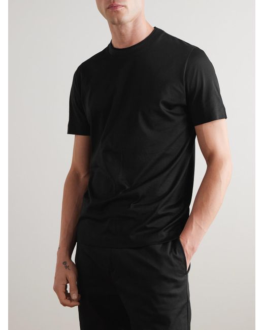 Canali Black Cotton-Jersey T-Shirt for men