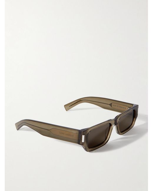 Saint Laurent White New Wave Rectangular-Frame Acetate Sunglasses for men