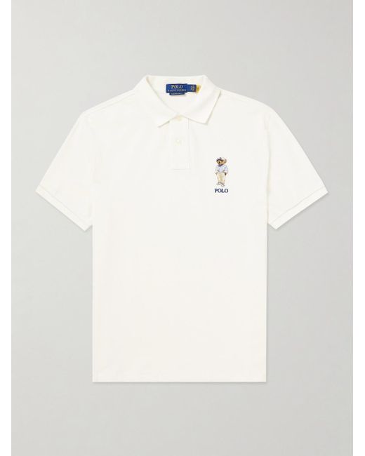 Polo Ralph Lauren White Logo-embroidered Cotton-piqué Polo Shirt for men