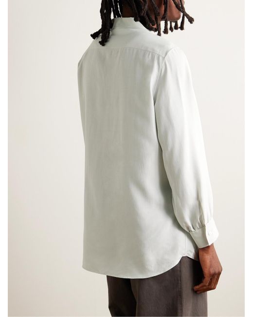 Camicia in seta con colletto aperto Kiton di The Row in White da Uomo