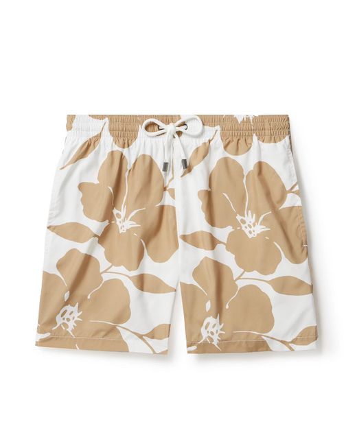 Canali Natural Straight-leg Mid-length Floral-print Swim Shorts for men