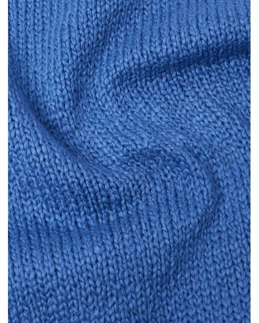 CHERRY LA Blue Logo-intarsia Cotton Sweater for men