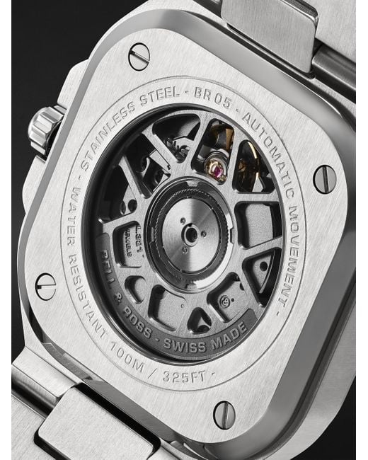 Bell & Ross Black Br 05 Gmt Automatic Stainless Steel Watch, Ref. Br05g-si-st/sst for men