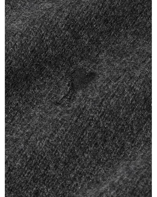 AMI Gray Logo-Embroidered Cashmere And Wool-Blend Rollneck Sweater for men