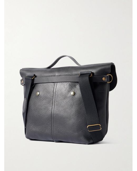 Bleu De Chauffe Black Lucien Full-Grain Leather Messenger Bag for men