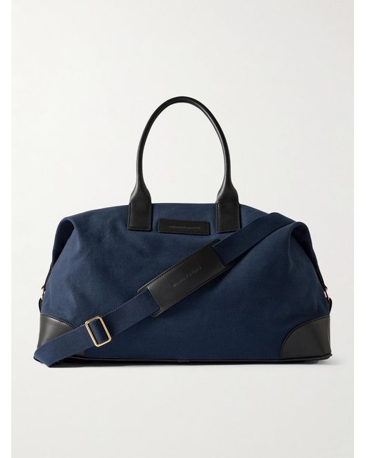 Orlebar Brown Blue The Weekend Away Leather-Trimmed Cotton-Canvas Duffle Bag for men