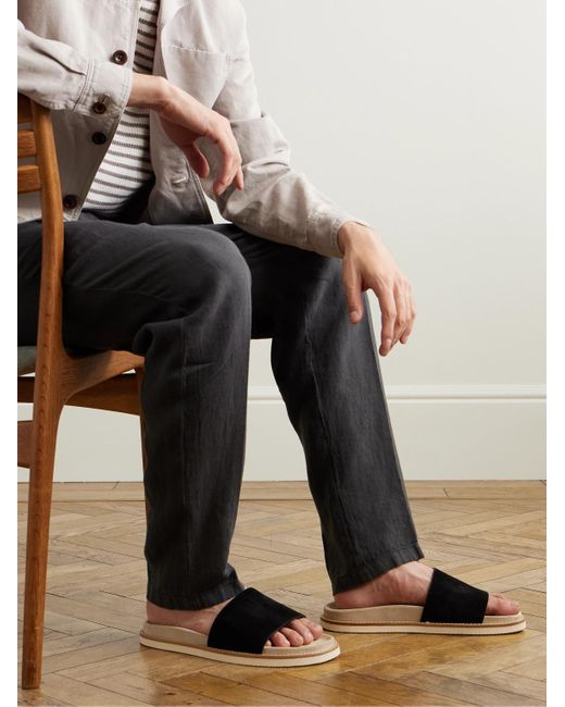 Brunello Cucinelli Black Suede Slides for men