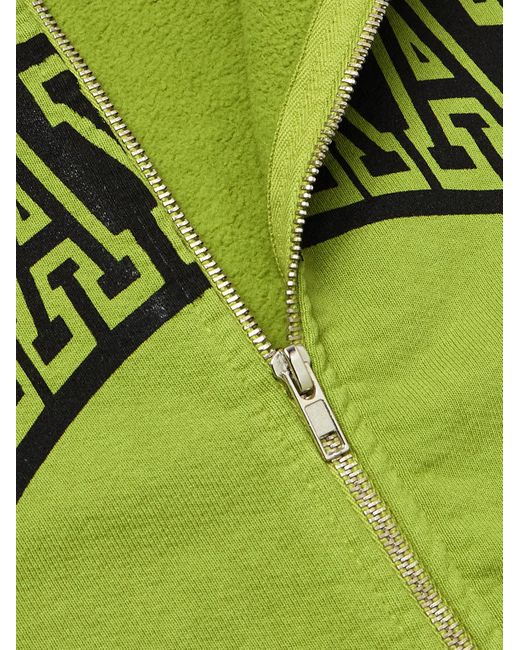 Stray Rats Green Logo-print Cotton-jersey Zip-up Hoodie for men