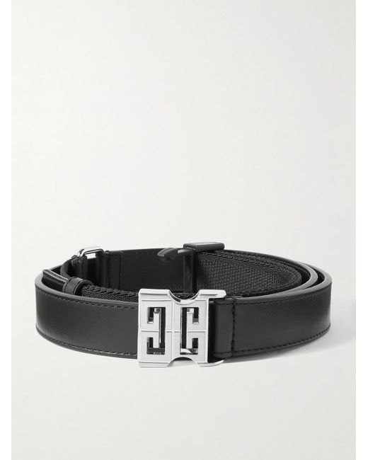 Givenchy Black 4g 4cm Leather And Canvas Belt for men