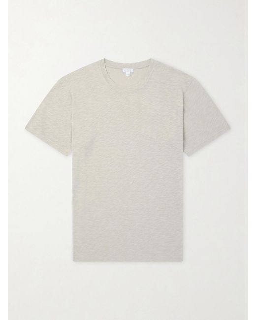 Sunspel White Cotton And Linen-Blend T-Shirt for men