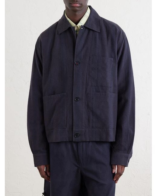 Kardo Blue Bodhi Cotton-Jacquard Jacket for men