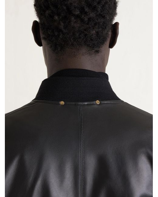 Paul Smith Black Leather Bomber Jacket for men