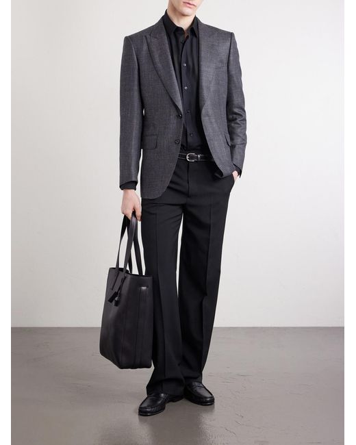 Tom Ford Black Dyllan Wool, Silk And Linen-Blend Blazer for men