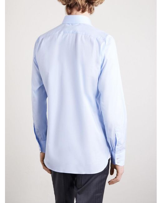 Cotton-Poplin Shirt di Tom Ford in Blue da Uomo