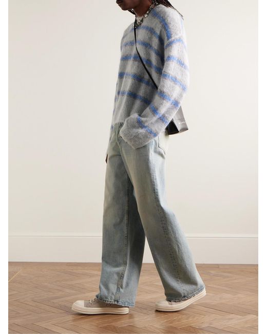 Acne Blue Kwatta Striped Brushed-Knit Sweater for men