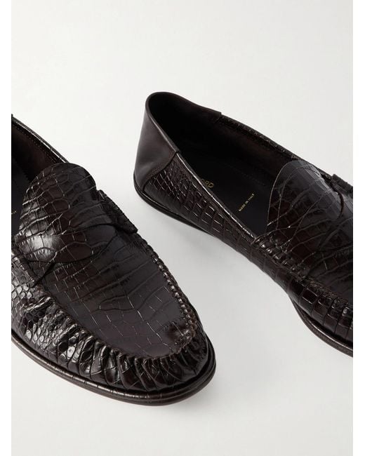 Tom Ford White Sebastian Croc-Effect Leather Loafers for men