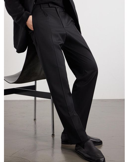 Barena Blue Straight-Leg Pleated Wool-Blend Gabardine Trousers for men