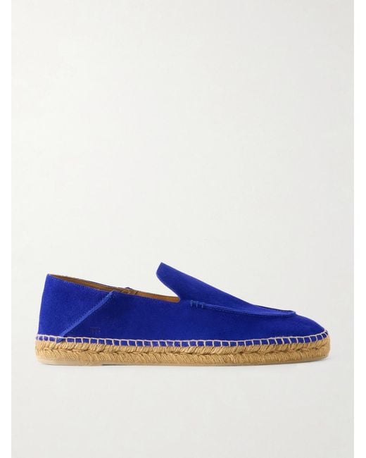 Tom Ford Blue Finn Collapsible-heel Suede Espadrilles for men