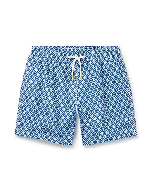 Hartford Blue Straight-leg Mid-length Printed Swim Shorts for men