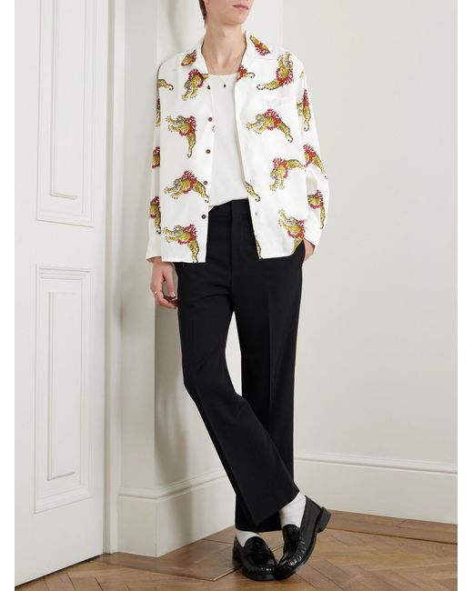 Wacko Maria Gray Tim Lehi Convertible-Collar Printed Matte-Satin Shirt for men
