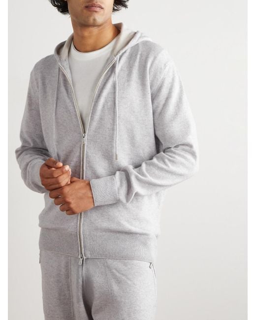 Eleventy Gray Cashmere Zip-Up Hoodie for men