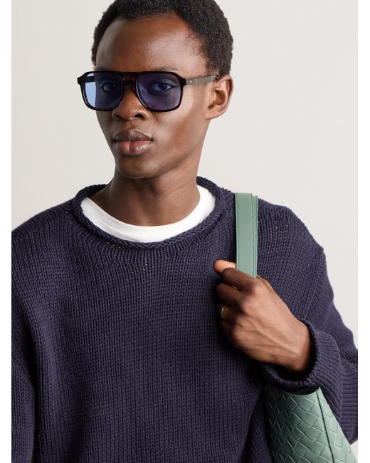 Cutler & Gross Blue Aviator-Style Acetate Sunglasses for men