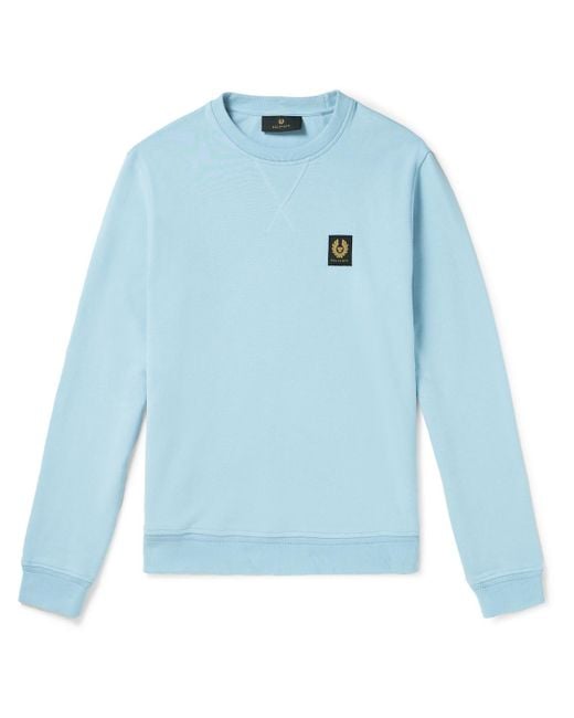 Belstaff Blue Logo-appliquéd Garment-dyed Cotton-jersey Sweatshirt for men
