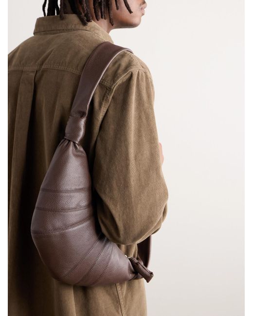 Lemaire Brown Croissant Small Full-grain Leather Messenger Bag for men